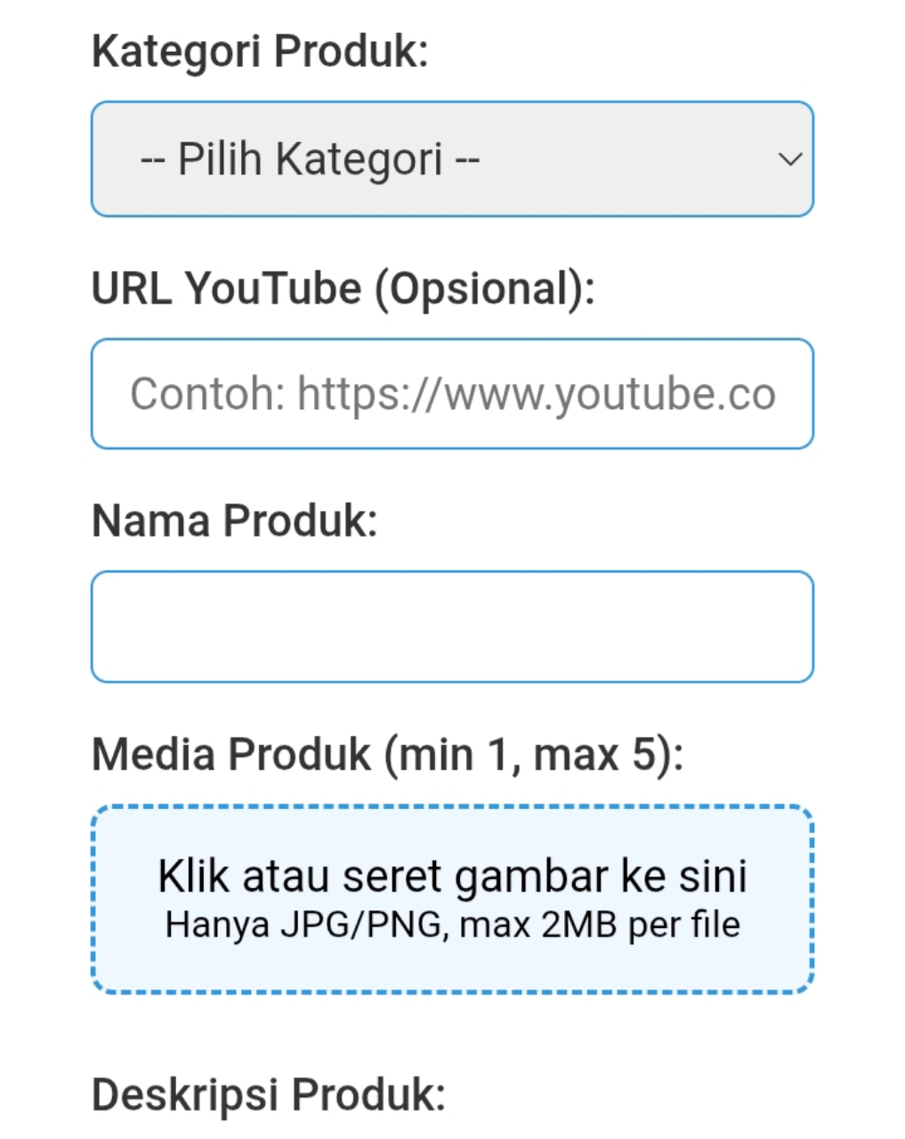 Langkah 3 - Isi Data Produk