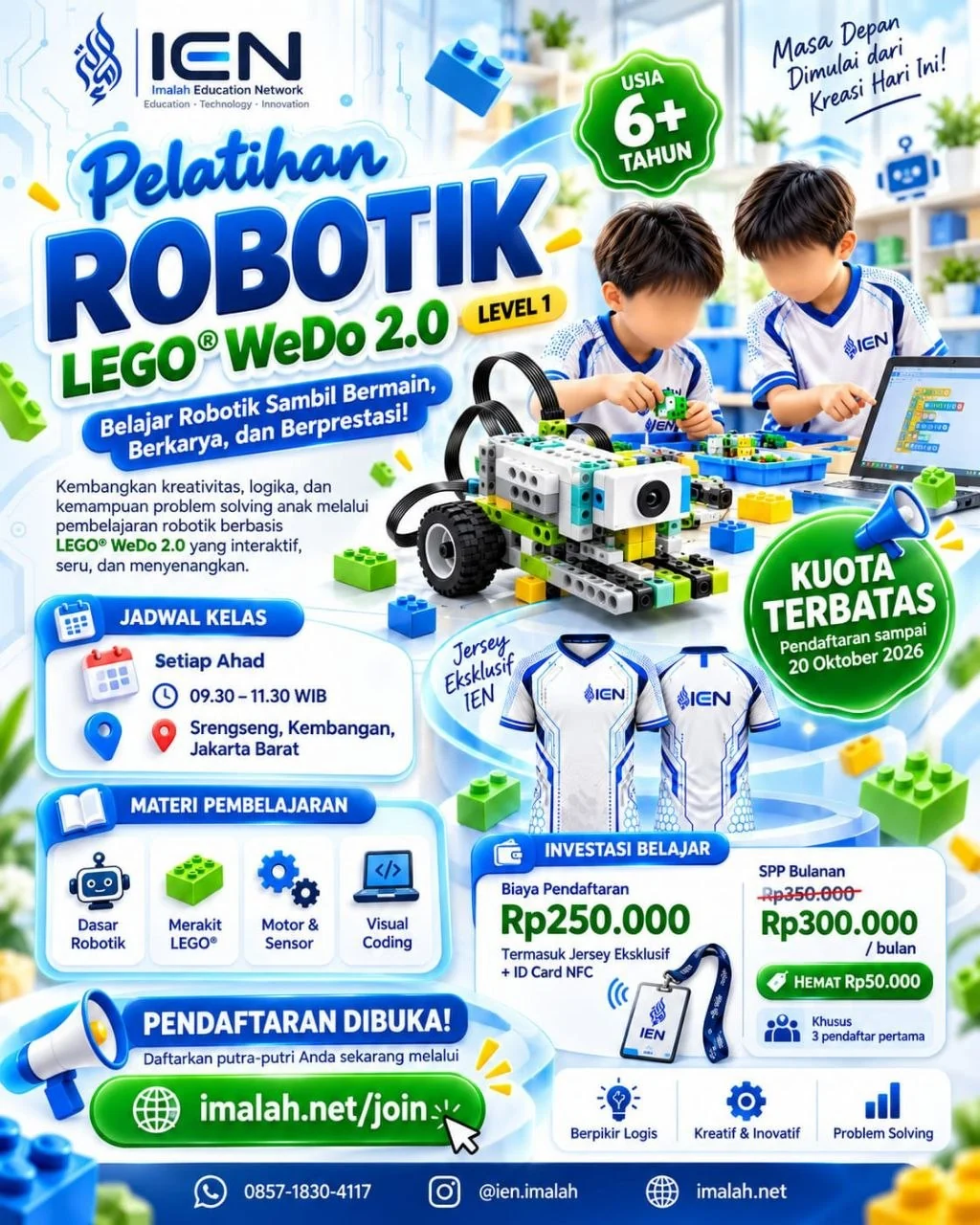 Pelatihan Robotik LEGO WeDo 2.0 — Jakarta · Daftar s.d. 20 Okt 2026